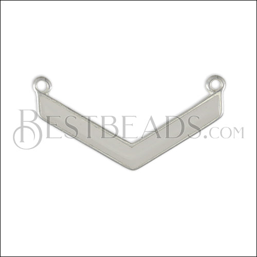V connector charm SILVER EPOXY - White - 5 pcs
