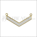 V connector charm GOLD EPOXY - White - 5 pcs