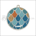 Mermaid Scale Pendant SILVER EPOXY - Ocean Mix - 2 pcs