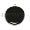 30mm Round Pendant SILVER EPOXY - Black - 5 pcs