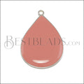 23mm Teardrop Pendant SILVER EPOXY - Coral - 5 pcs