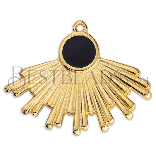 Shining Rays pendant GOLD EPOXY - Black - 5 pcs