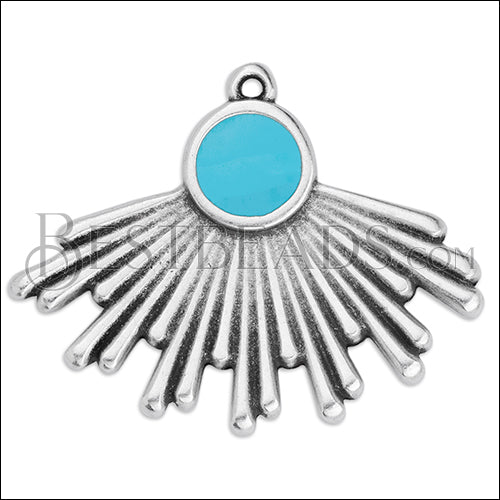 Shining Rays pendant SILVER EPOXY - Aqua - 5 pcs