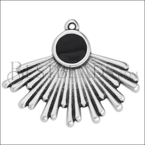 Shining Rays pendant SILVER EPOXY - Black - 5 pcs