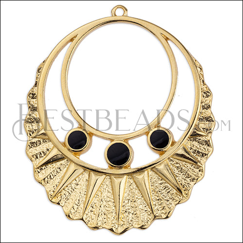 Large Elegant pendant GOLD EPOXY - Black - 5 pcs