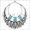 Large Elegant pendant SILVER EPOXY - Aqua - 5 pcs