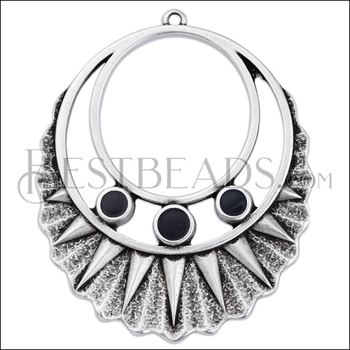 Large Elegant pendant SILVER EPOXY - Black - 5 pcs