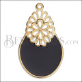 Oval Filigree pendant GOLD EPOXY - Black - 5 pcs