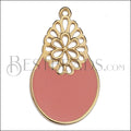 Oval Filigree pendant GOLD EPOXY - Coral - 5 pcs