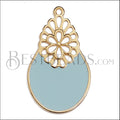 Oval Filigree pendant GOLD EPOXY - Pale Jade - 5 pcs