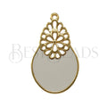 Oval Filigree pendant GOLD EPOXY - White - 5 pcs