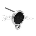 Small Round Earring post SILVER EPOXY - Black - 10 pcs