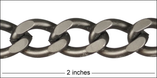 large flattened curb chain MATTE GUNMETAL - ***5 METERS***