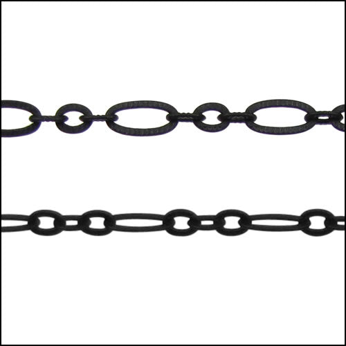 small etched oval chain NIGHT BLACK