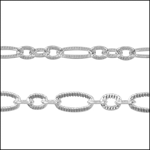 small etched oval chain SILVER PLATED