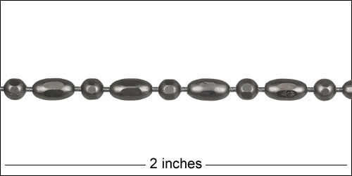3mm Ball Rice chain MATTE GUNMETAL