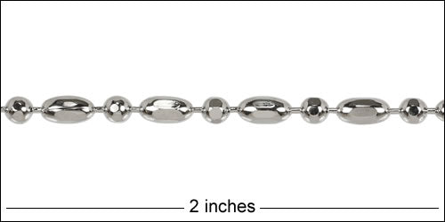 3mm Ball Rice chain RHODIUM