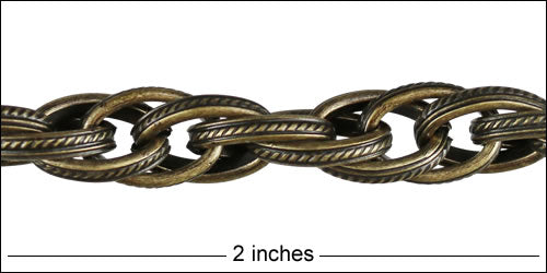 Woven Etched Rope chain ANTIQUE BRASS