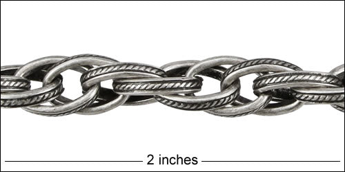 Woven Etched Rope chain ANTIQUE SILVER