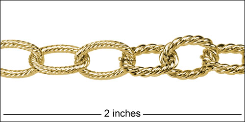 mixed rope etched chain GOLD