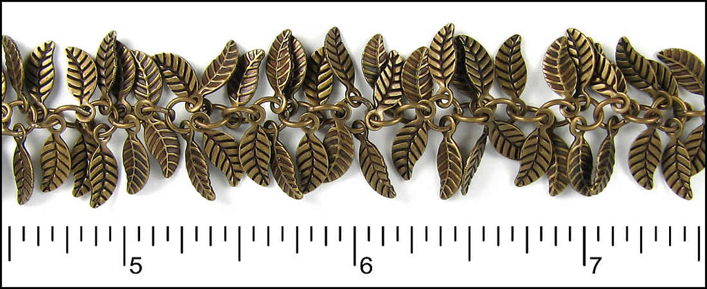 Leaf Dangles Chain with Antique Brass Plating