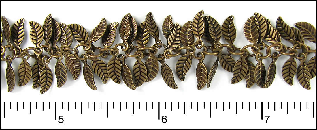 Leaf Dangles Chain with Antique Brass Plating