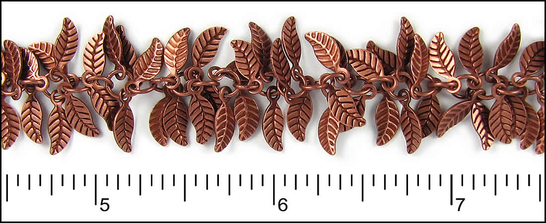 Leaf Dangles Chain with Antique Copper Plating