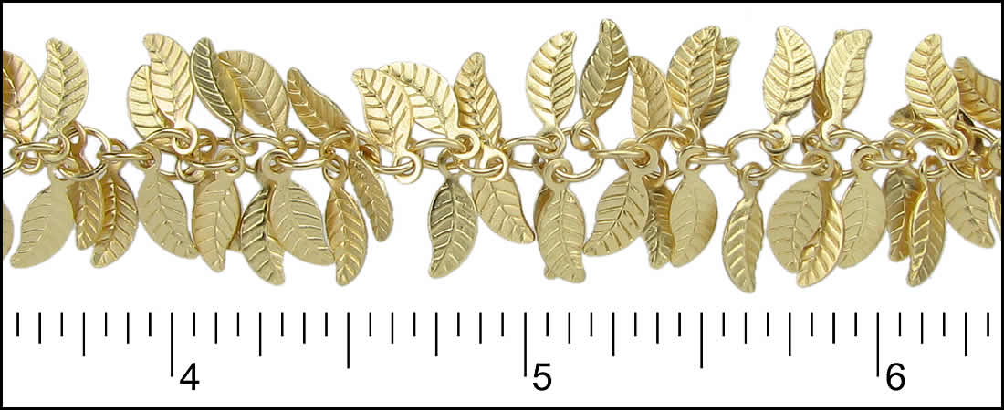 Leaf Dangles Chain with Matte Gold Plating