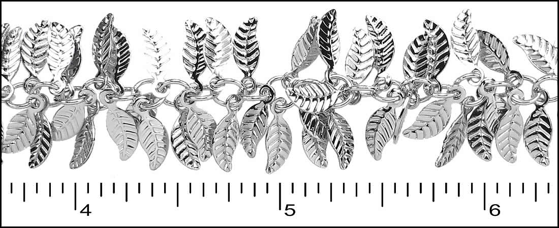 Leaf Dangles Chain with Rhodium Plating
