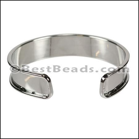 10mm Flat GLUE - IN CUFF Rhodium - 2 pcs