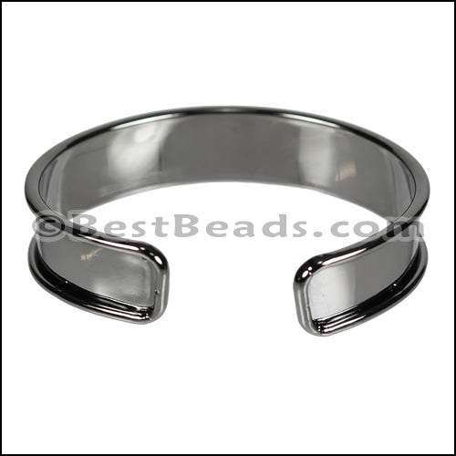 10mm Flat GLUE - IN CUFF Gunmetal - 2 pcs