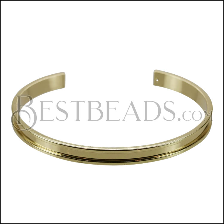 3mm Flat GLUE - IN CUFF Shiny Gold - 2 pcs
