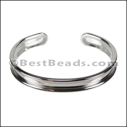 5mm Flat GLUE - IN CUFF Rhodium - 2 pcs