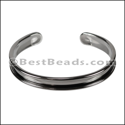 5mm Flat GLUE - IN CUFF Gunmetal - 2 pcs