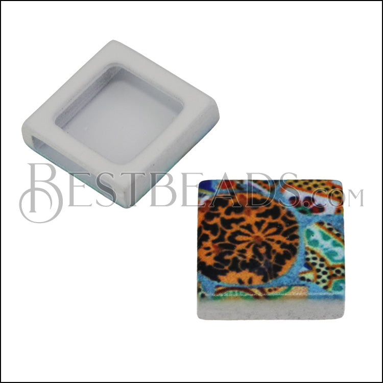 10mm Flat BRIGHT MOSAIC Slider 4 - 10 pcs
