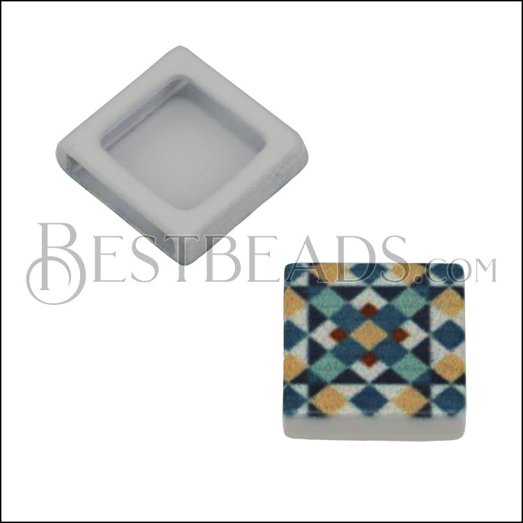 10mm Flat BLUE TILE Slider 1 - 10 pcs