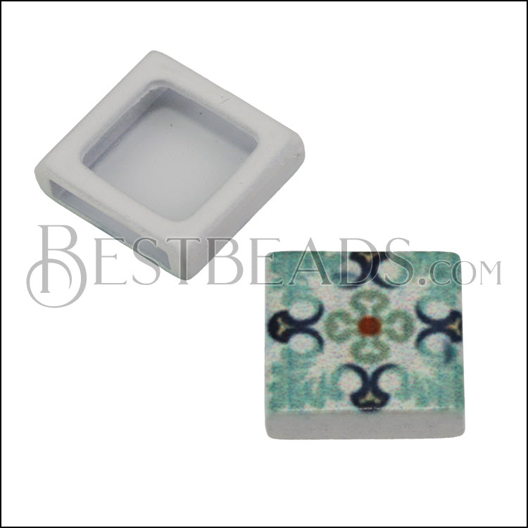 10mm Flat BLUE TILE Slider 4 - 10 pcs