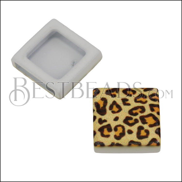 10mm Flat LEOPARD Printed Slider - 10 pcs