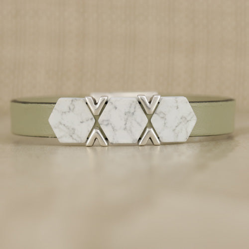 10mm Flat WHITE MARBLE Printed Slider - 10 pcs