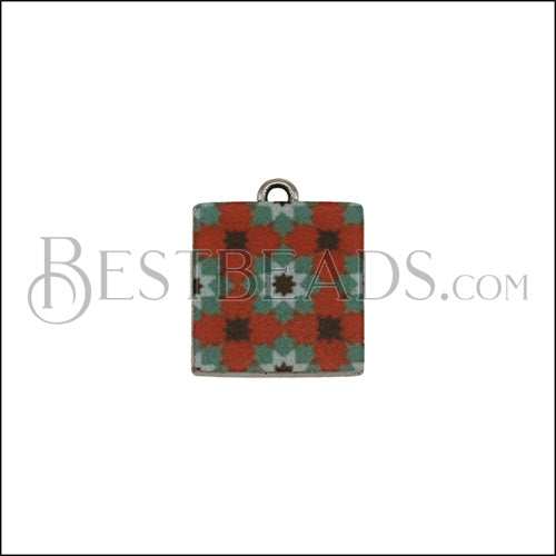 15mm RED/GREEN TILE Charm 1 - 10 pcs