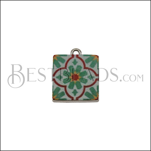 15mm RED/GREEN TILE Charm 2 - 10 pcs