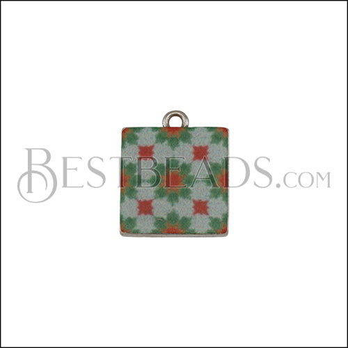 15mm RED/GREEN TILE Charm 4 - 10 pcs
