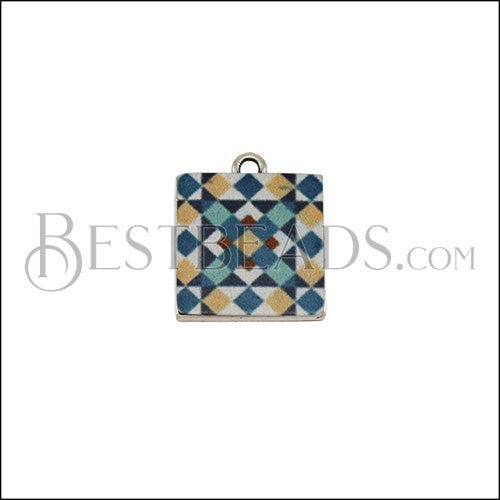15mm BLUE TILE Charm 1 - 10 pcs