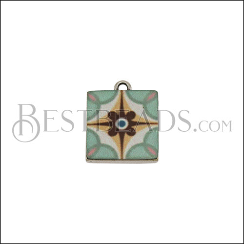 15mm BLUE TILE Charm 2 - 10 pcs