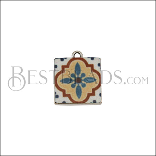 15mm BLUE TILE Charm 3 - 10 pcs