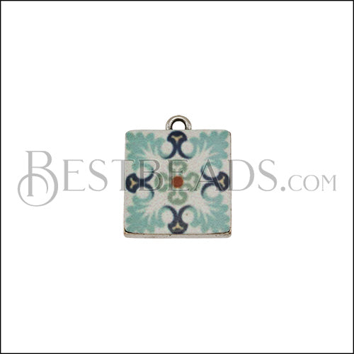 15mm BLUE TILE Charm 4 - 10 pcs