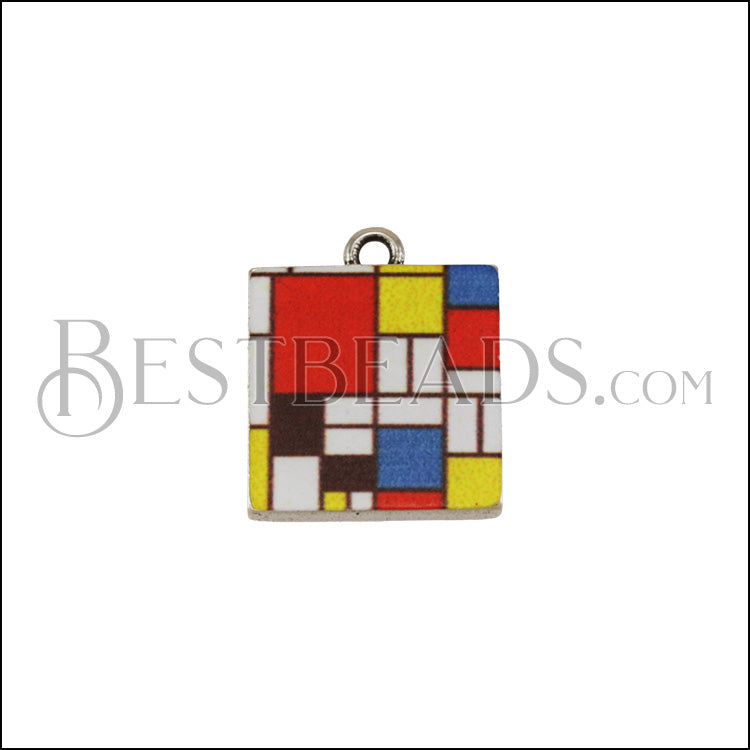 15mm MONDRIAN Printed Charm - 10 pcs