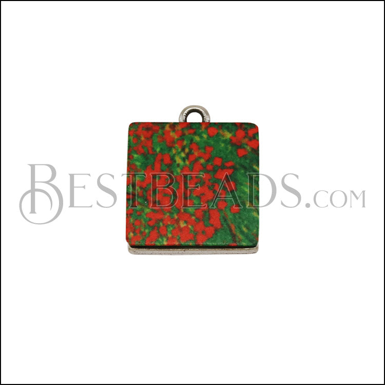 15mm POPPIES Printed Charm - 10 pcs