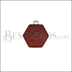 10mm TERRACOTTA HEXAGON Printed Charm - 10 pcs