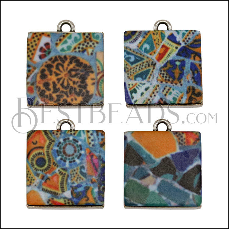 15mm BRIGHT MOSAIC Charm 1 - 10 pcs